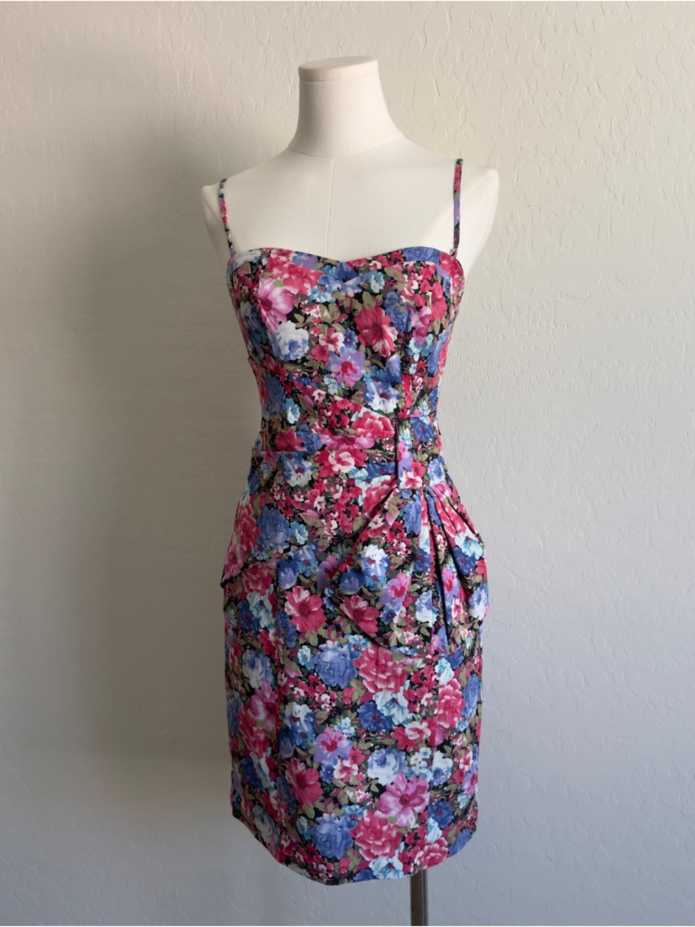 Ark & Co Floral Sweetheart Mini Dress in Pink & Blue